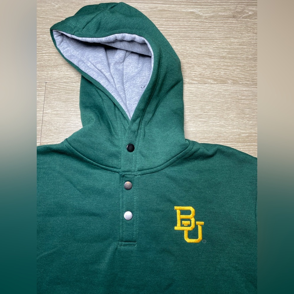 Colosseum Men's Medium Baylor Bears BU Logo 1/4 Snap Pullover Sweatshirt Hoodie - Picture 3 of 11